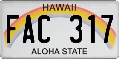 HI license plate FAC317