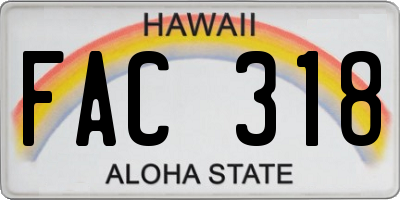 HI license plate FAC318