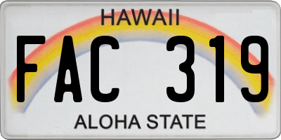 HI license plate FAC319