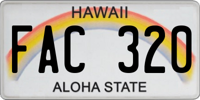 HI license plate FAC320