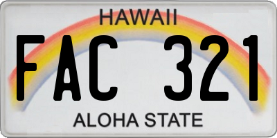 HI license plate FAC321
