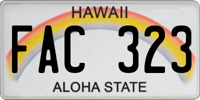 HI license plate FAC323