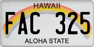 HI license plate FAC325