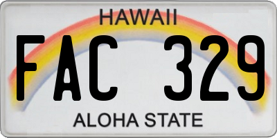 HI license plate FAC329