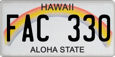 HI license plate FAC330
