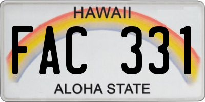 HI license plate FAC331