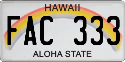 HI license plate FAC333