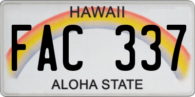 HI license plate FAC337