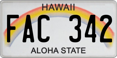 HI license plate FAC342