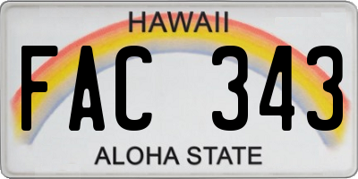HI license plate FAC343