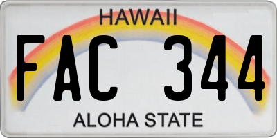 HI license plate FAC344