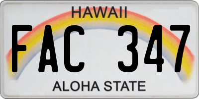 HI license plate FAC347