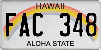 HI license plate FAC348