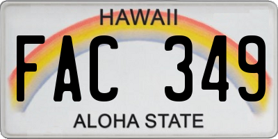 HI license plate FAC349
