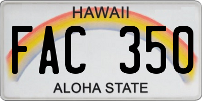 HI license plate FAC350