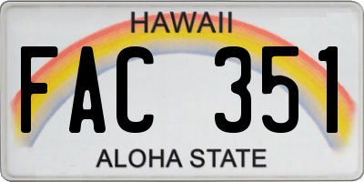 HI license plate FAC351