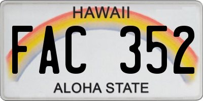 HI license plate FAC352