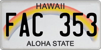HI license plate FAC353
