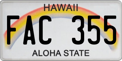 HI license plate FAC355