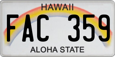 HI license plate FAC359
