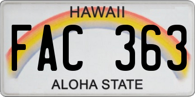 HI license plate FAC363