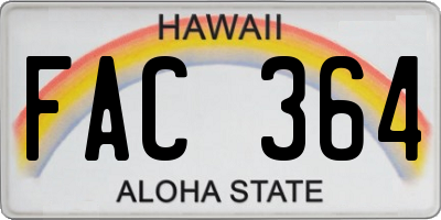 HI license plate FAC364