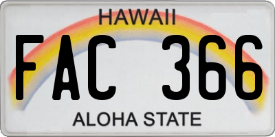 HI license plate FAC366