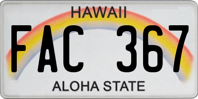 HI license plate FAC367