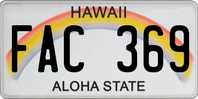 HI license plate FAC369