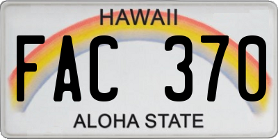 HI license plate FAC370