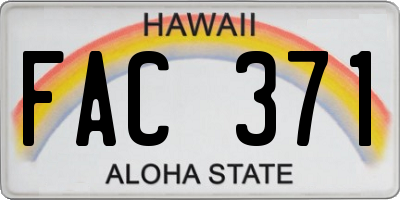 HI license plate FAC371