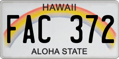 HI license plate FAC372