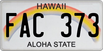 HI license plate FAC373
