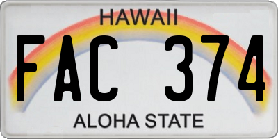 HI license plate FAC374