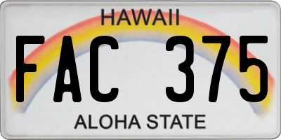 HI license plate FAC375
