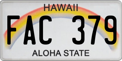 HI license plate FAC379