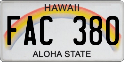 HI license plate FAC380