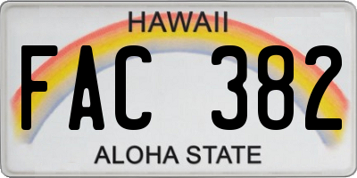 HI license plate FAC382