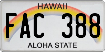 HI license plate FAC388