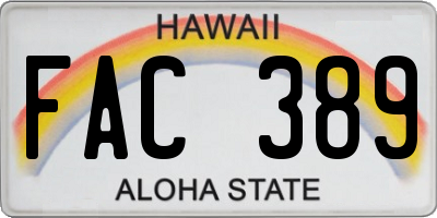 HI license plate FAC389