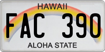 HI license plate FAC390