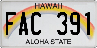 HI license plate FAC391