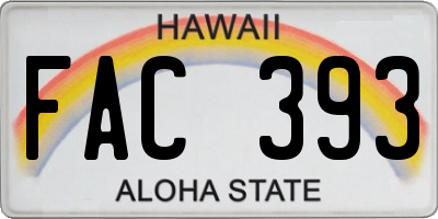 HI license plate FAC393