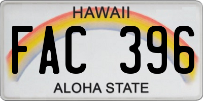 HI license plate FAC396