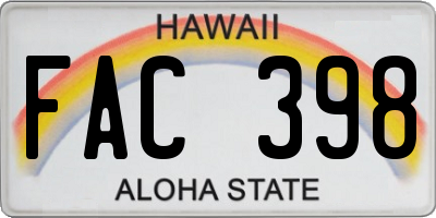 HI license plate FAC398