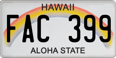 HI license plate FAC399