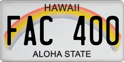 HI license plate FAC400