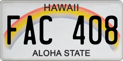 HI license plate FAC408