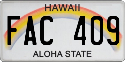 HI license plate FAC409