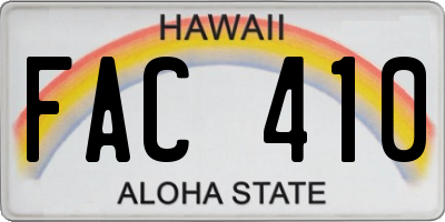HI license plate FAC410